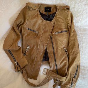 Isabel Marant camel leather moto jacket